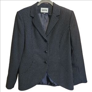 KASPER BLACK TEXTURED BLACK & WHITE CROSSHATCH BUSINESS BLAZER SIZE 12 NWOT